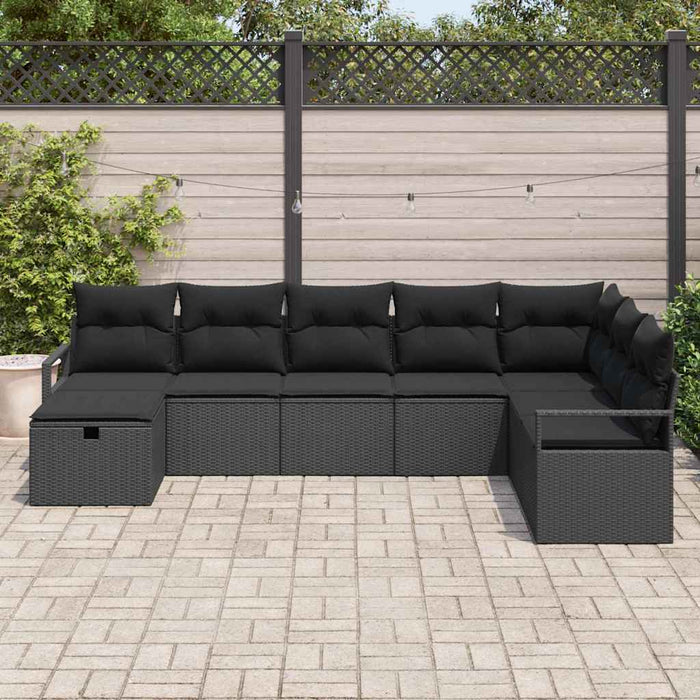 Set de canapea cu pernă cu depozitare 8 pcs Negru poliratan - WALTI WALTI