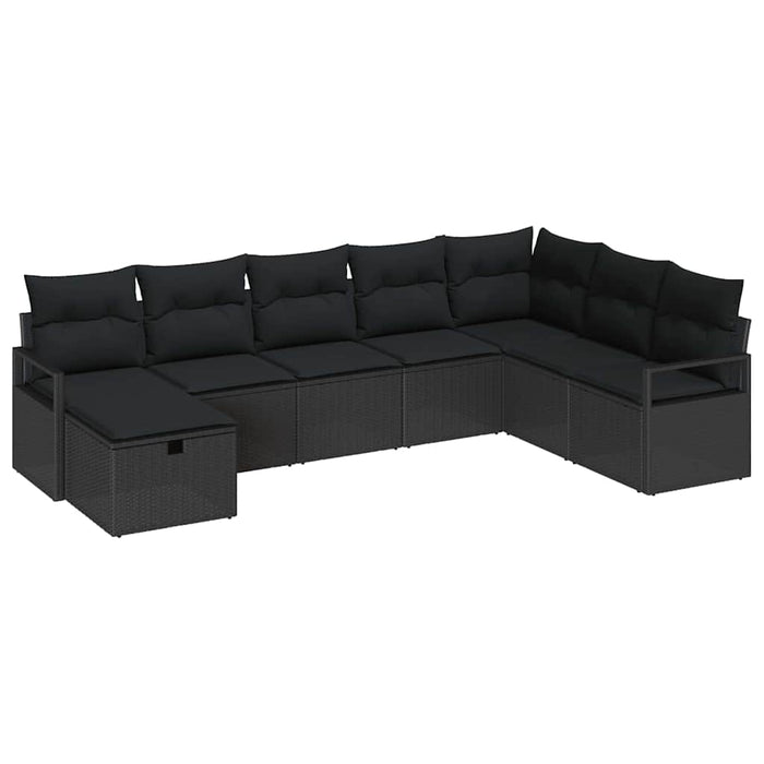 Set de canapea cu pernă cu depozitare 8 pcs Negru poliratan - WALTI WALTI