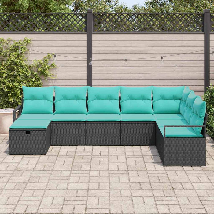 Set de canapea cu pernă cu depozitare 8 pcs Negru poliratan - WALTI WALTI