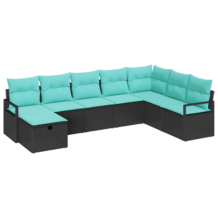 Set de canapea cu pernă cu depozitare 8 pcs Negru poliratan - WALTI WALTI