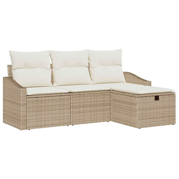Set de canapea cu pernă cu depozitare 4 pcs Bej poliratan WALTI