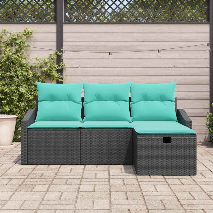 Set de canapea cu pernă cu depozitare 4 pcs Negru Rattan poli - WALTI WALTI