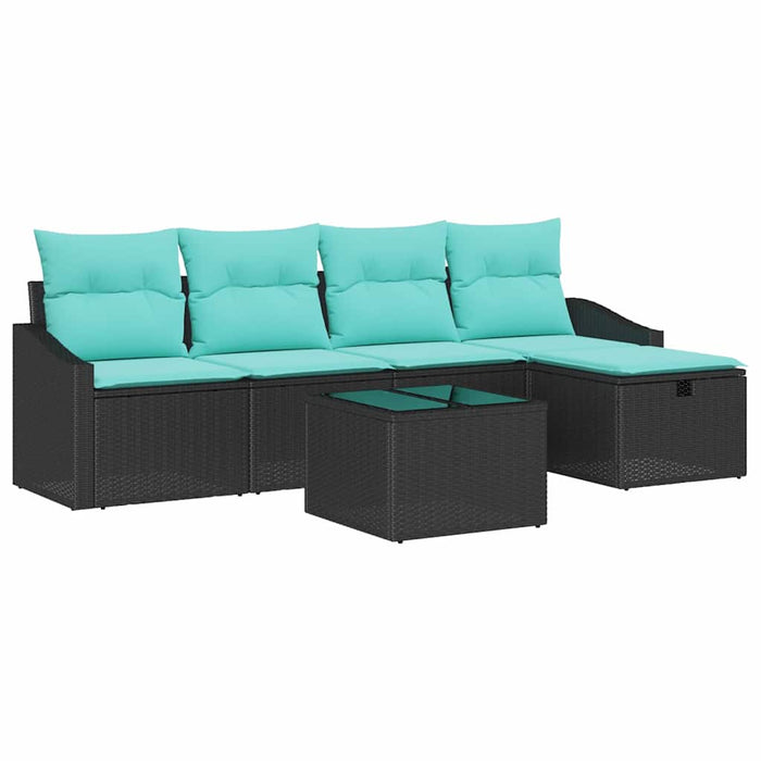 Set de canapea cu pernă cu depozitare 6 pcs Negru poliratan - WALTI WALTI