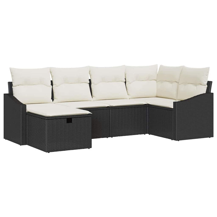 Set de canapea 6 buc. Negru și Crem poliratan WALTI