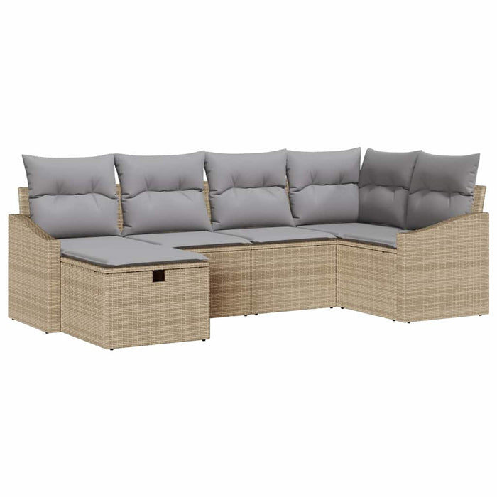 Set de canapea 6 buc. Beige și gri deschis poliratan - WALTI WALTI