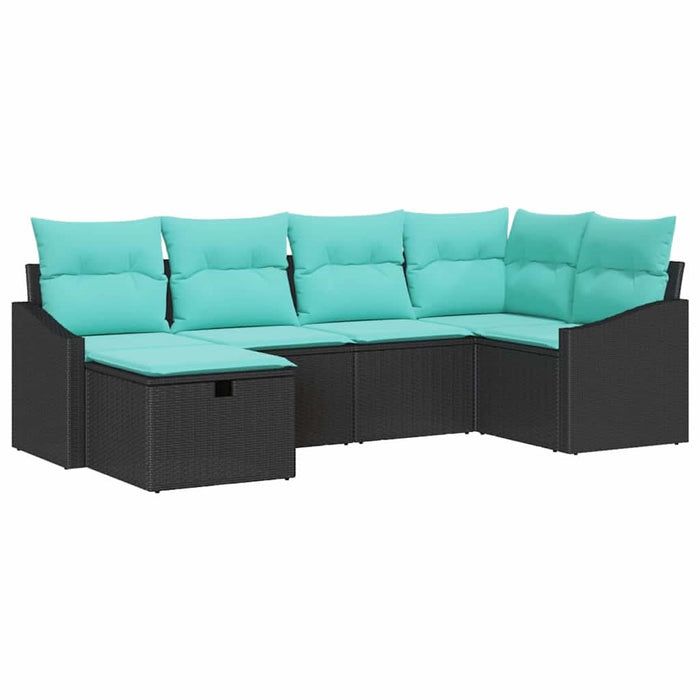 Set de canapea cu pernă cu depozitare 6 pcs Negru poliratan - WALTI WALTI