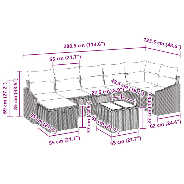 Set de canapea cu pernă cu depozitare 8 pcs poliratan - WALTI WALTI