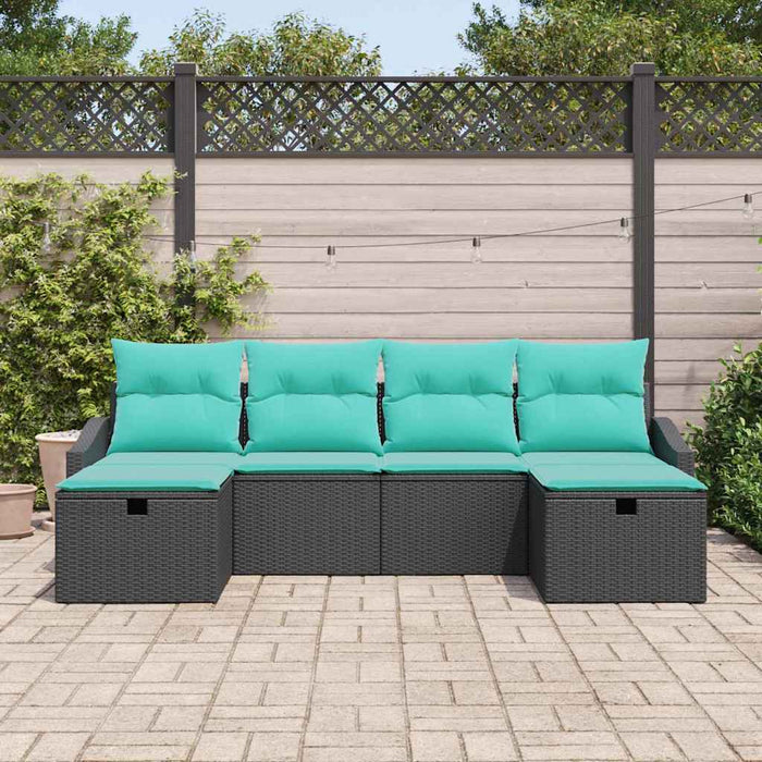 Set de canapele pentru grădină cu pernă 6 pcs Negru Rattan poli - WALTI WALTI