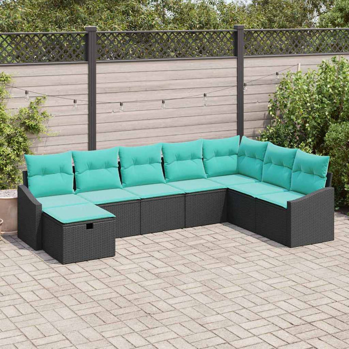 Set de canapele pentru grădină cu pernă 8 pcs Negru Rattan poli - WALTI WALTI