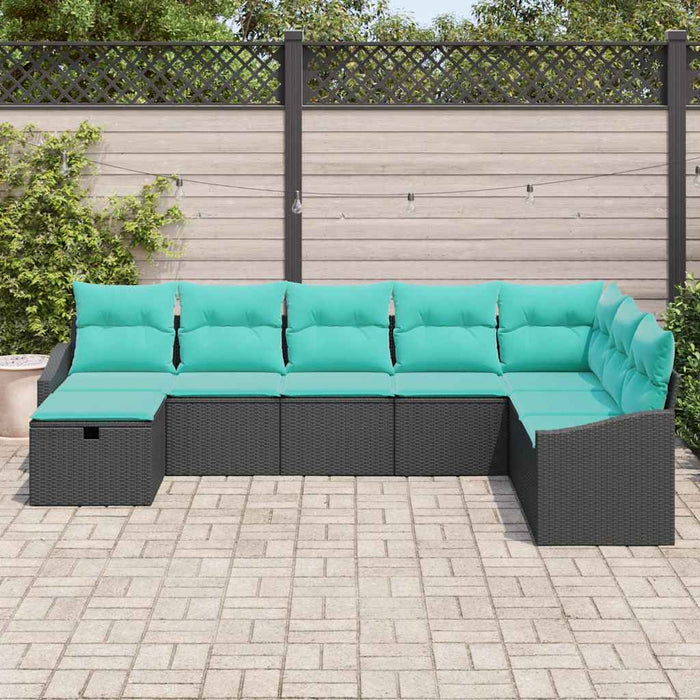 Set de canapele pentru grădină cu pernă 8 pcs Negru Rattan poli - WALTI WALTI