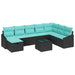 Set de canapele pentru grădină cu pernă 9 pcs Negru Rattan poli - WALTI WALTI