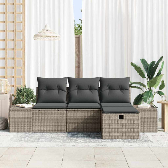 Set de canapele pentru grădină cu pernă 4 pcs Gri Rattan poli - WALTI WALTI