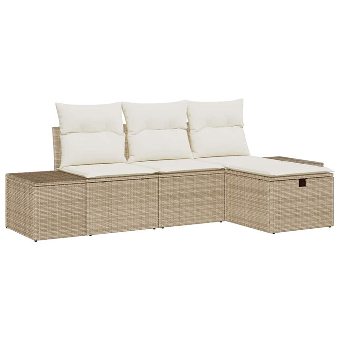 Set de canapele pentru grădină cu pernă 4 pcs Bej Rattan poli - WALTI WALTI