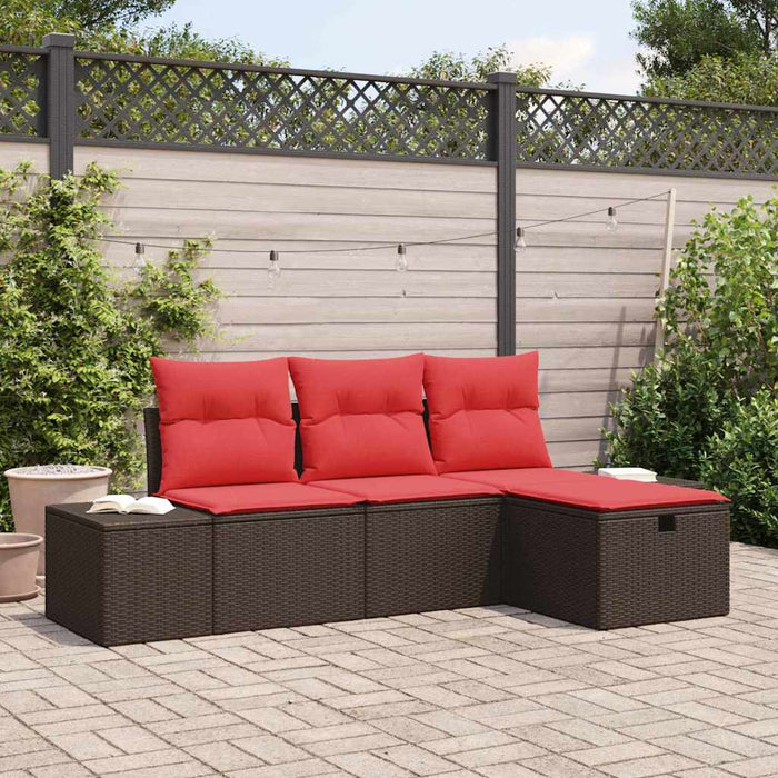Set de canapele pentru grădină cu pernă 4 pcs poliratan - WALTI WALTI