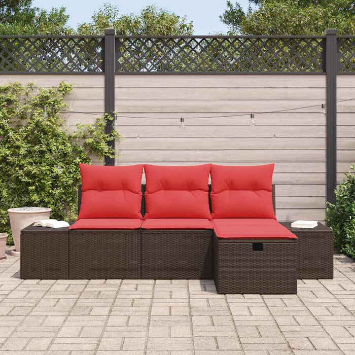 Set de canapele pentru grădină cu pernă 4 pcs poliratan - WALTI WALTI