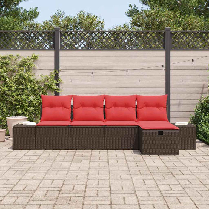 Set de canapele pentru grădină cu pernă 5 pcs Maro poliratan - WALTI WALTI