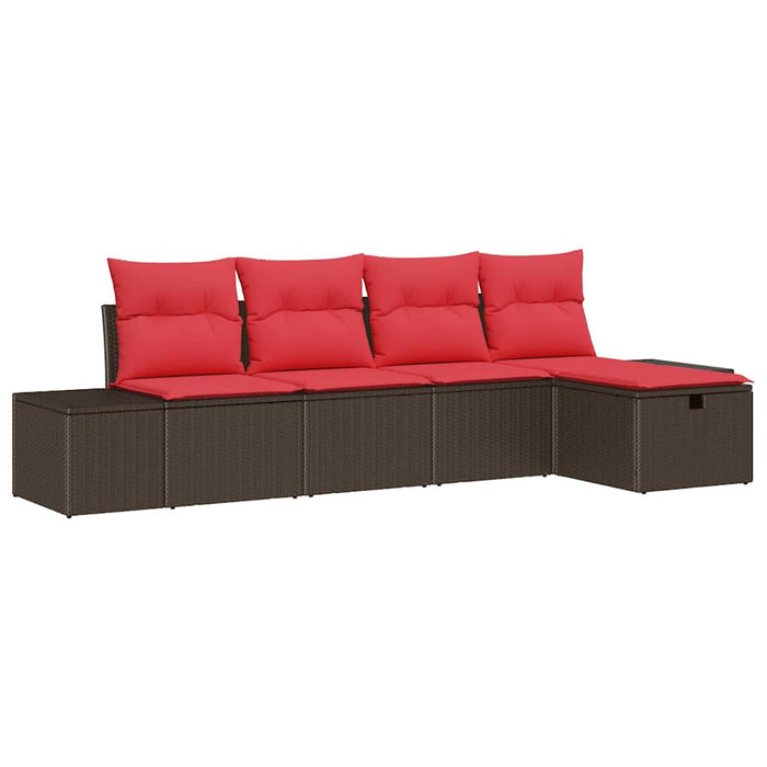 Set de canapele pentru grădină cu pernă 5 pcs Maro poliratan - WALTI WALTI