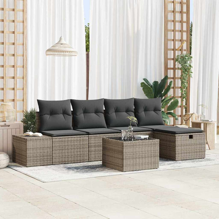 Set de canapele pentru grădină cu pernă 6 pcs Gri poliratan - WALTI WALTI