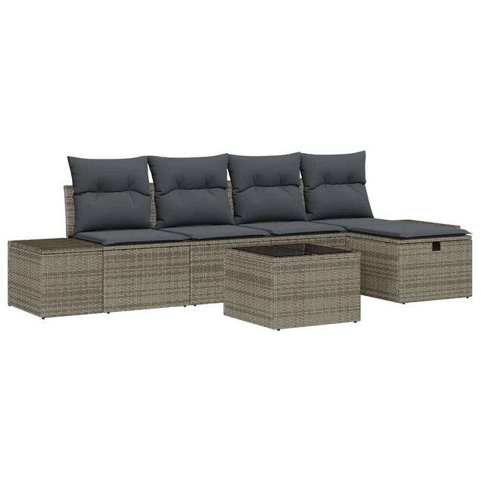 Set de canapele pentru grădină cu pernă 6 pcs Gri poliratan - WALTI WALTI