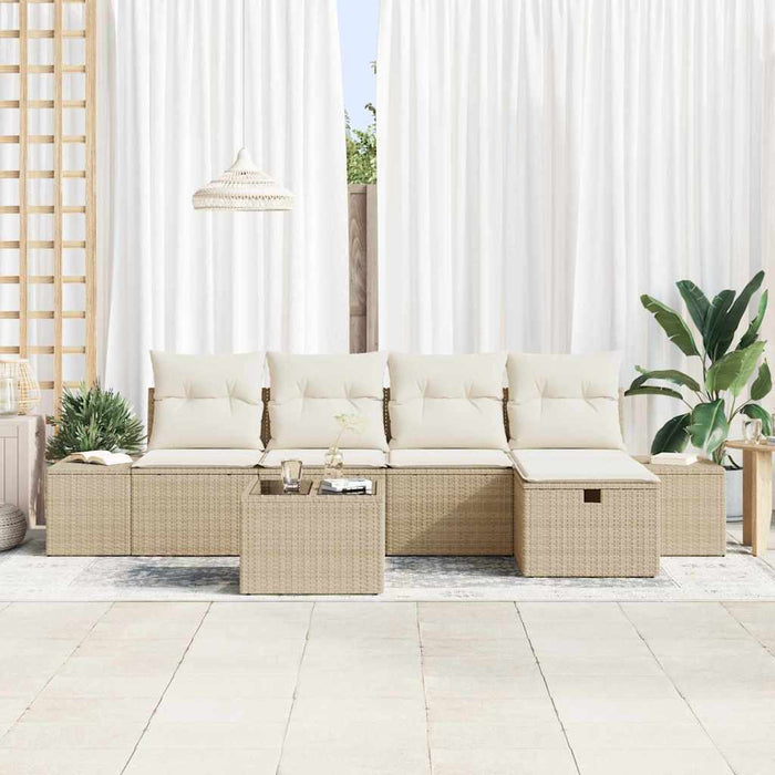 Set de canapele pentru grădină cu pernă 6 pcs Bej poliratan WALTI