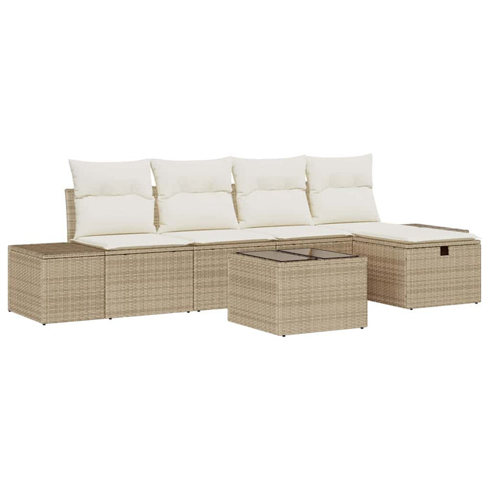 Set de canapele pentru grădină cu pernă 6 pcs Bej poliratan WALTI