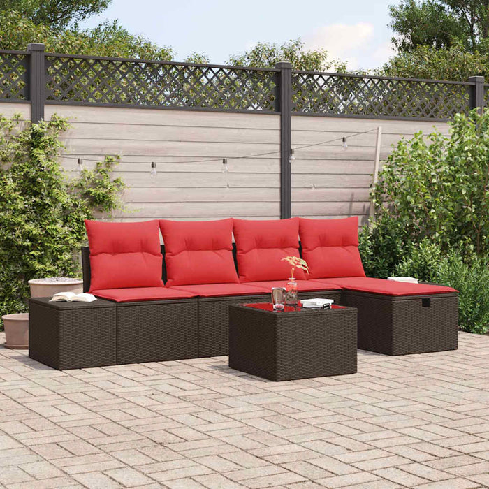 Set de canapele pentru grădină cu pernă 6 pcs Maro poliratan - WALTI WALTI