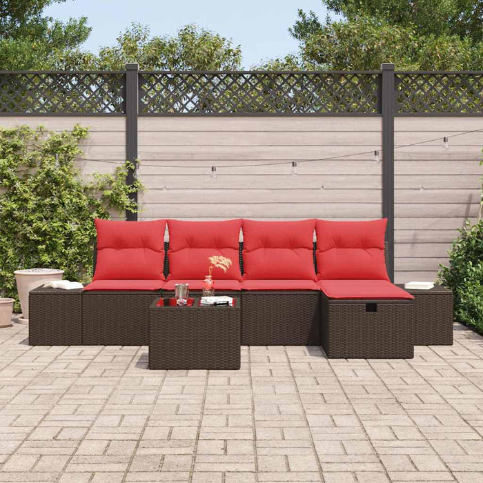 Set de canapele pentru grădină cu pernă 6 pcs Maro poliratan - WALTI WALTI