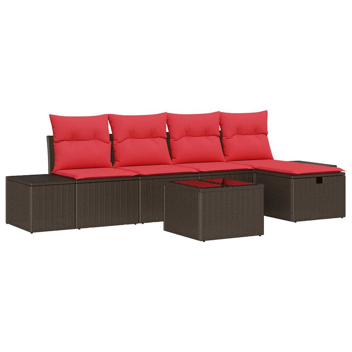 Set de canapele pentru grădină cu pernă 6 pcs Maro poliratan - WALTI WALTI