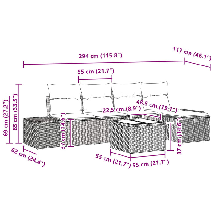 Set de canapele pentru grădină cu pernă 6 pcs Maro poliratan - WALTI WALTI
