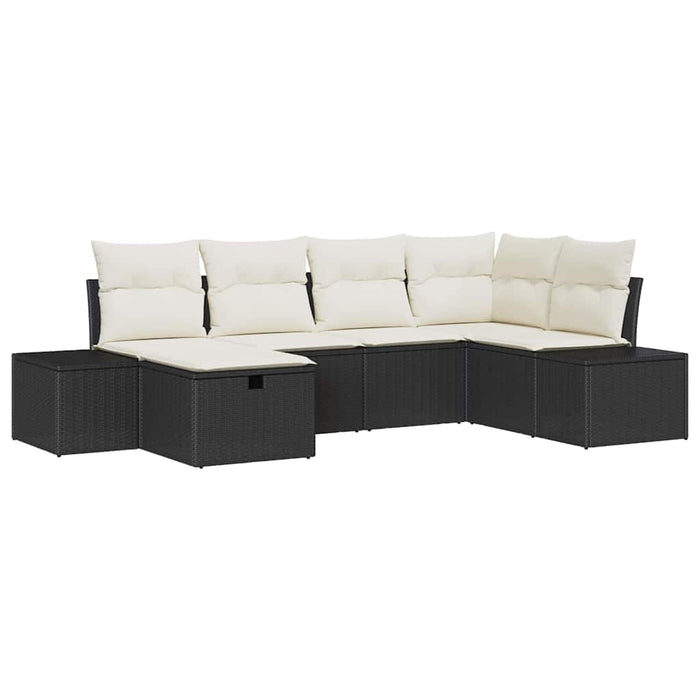 Set de canapele pentru grădină 6 buc. Negru poliratan WALTI