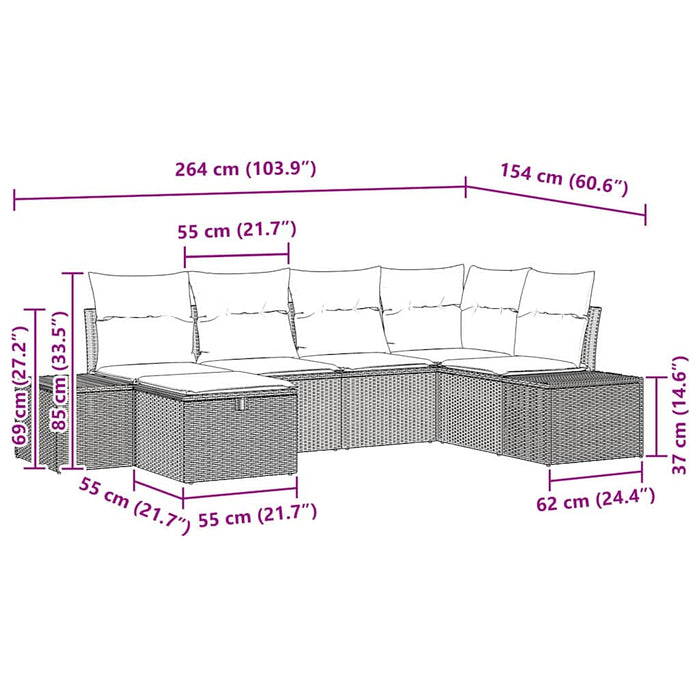 Set de canapele pentru grădină 6 buc. Negru poliratan WALTI