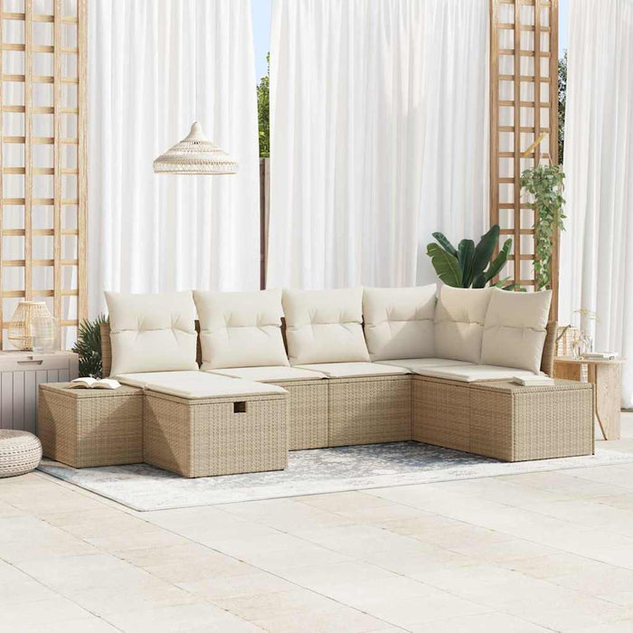Set de canapele pentru grădină cu pernă 6 pcs Bej poliratan - WALTI WALTI