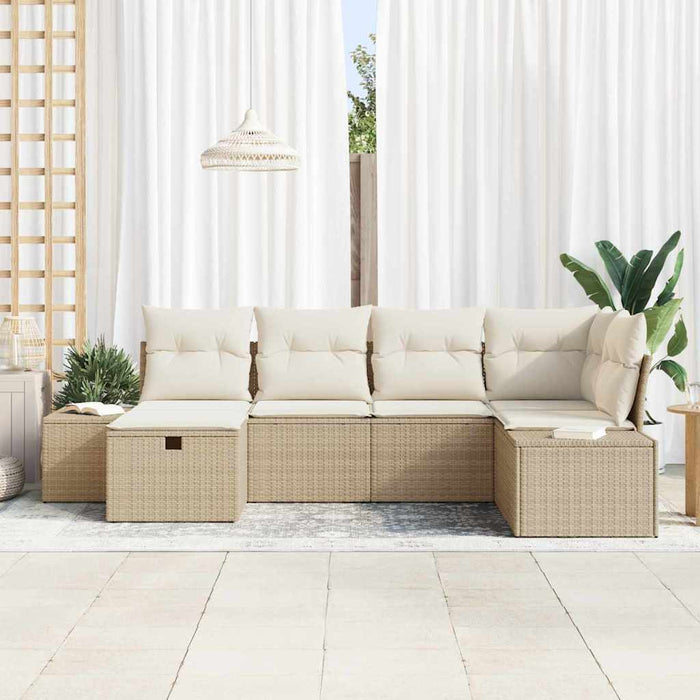 Set de canapele pentru grădină cu pernă 6 pcs Bej poliratan - WALTI WALTI