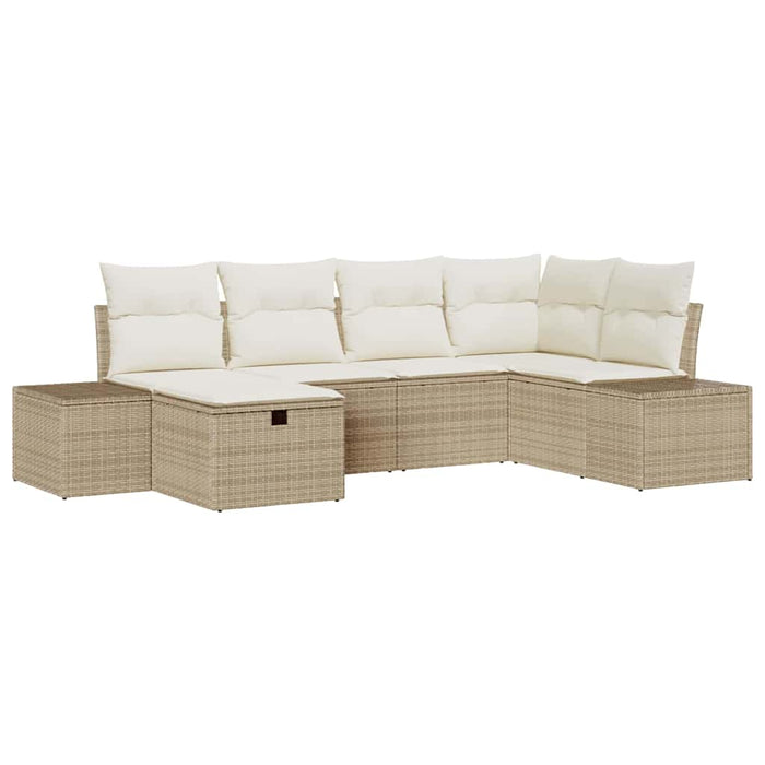 Set de canapele pentru grădină cu pernă 6 pcs Bej poliratan - WALTI WALTI
