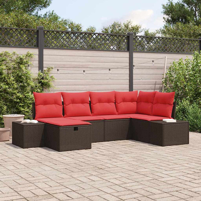Set de canapele pentru grădină cu pernă 6 pcs Maro poliratan - WALTI WALTI