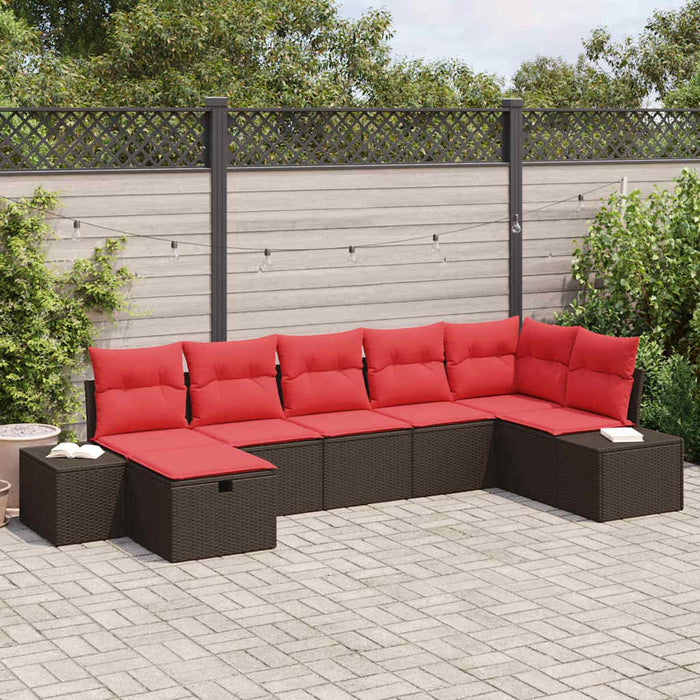 Set de canapele pentru grădină cu pernă 7 pcs Maro poliratan - WALTI WALTI