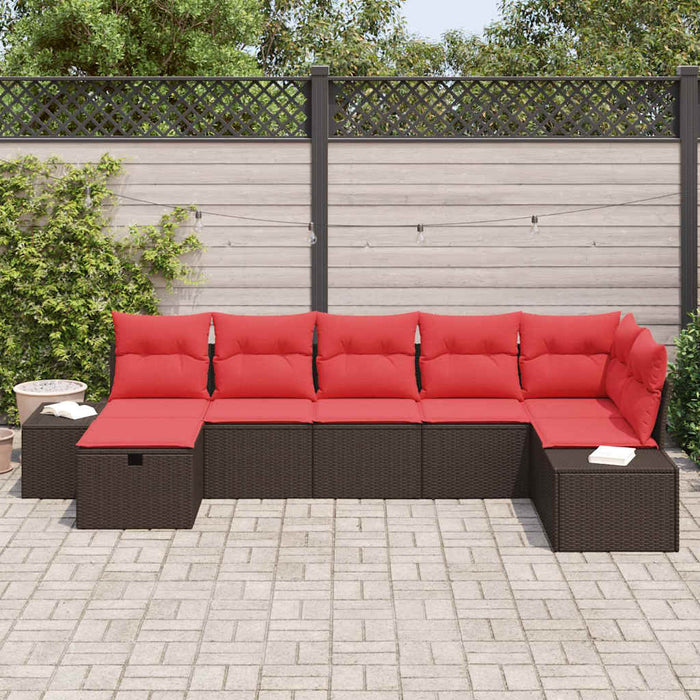 Set de canapele pentru grădină cu pernă 7 pcs Maro poliratan - WALTI WALTI