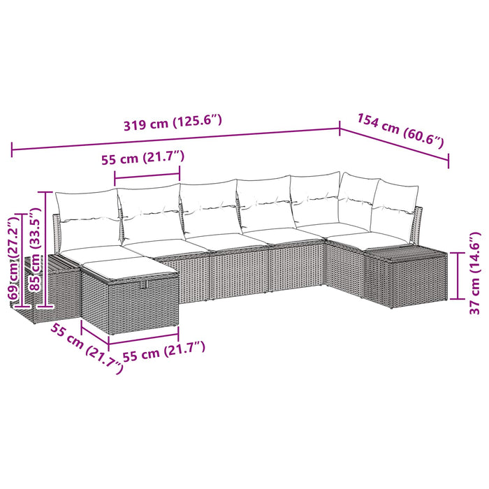 Set de canapele pentru grădină cu pernă 7 pcs Maro poliratan - WALTI WALTI