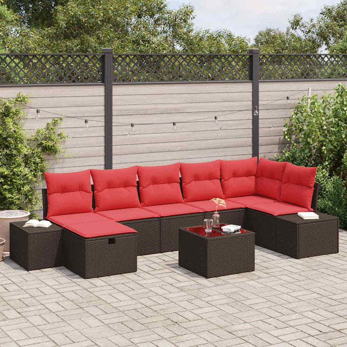 Set de canapele pentru grădină cu pernă 8 pcs Maro poliratan - WALTI WALTI
