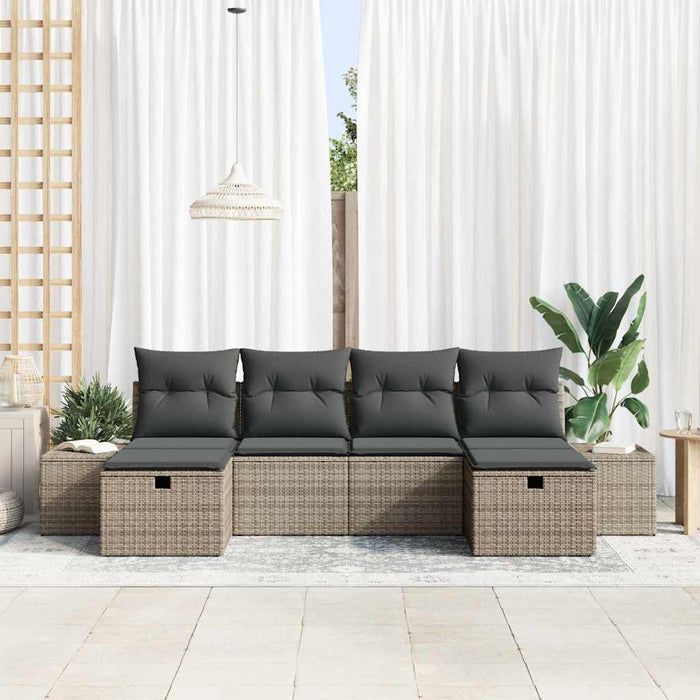 Set de canapele pentru grădină cu pernă 6 pcs Gri poliratan - WALTI WALTI