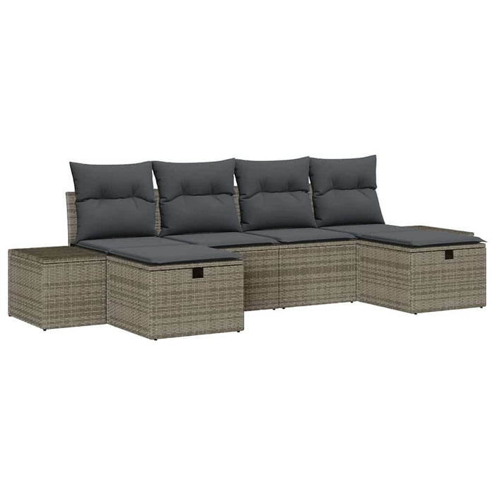 Set de canapele pentru grădină cu pernă 6 pcs Gri poliratan - WALTI WALTI