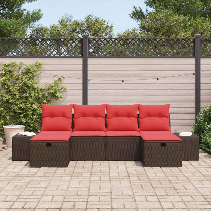 Set de canapele pentru grădină cu pernă 6 pcs Maro poliratan - WALTI WALTI