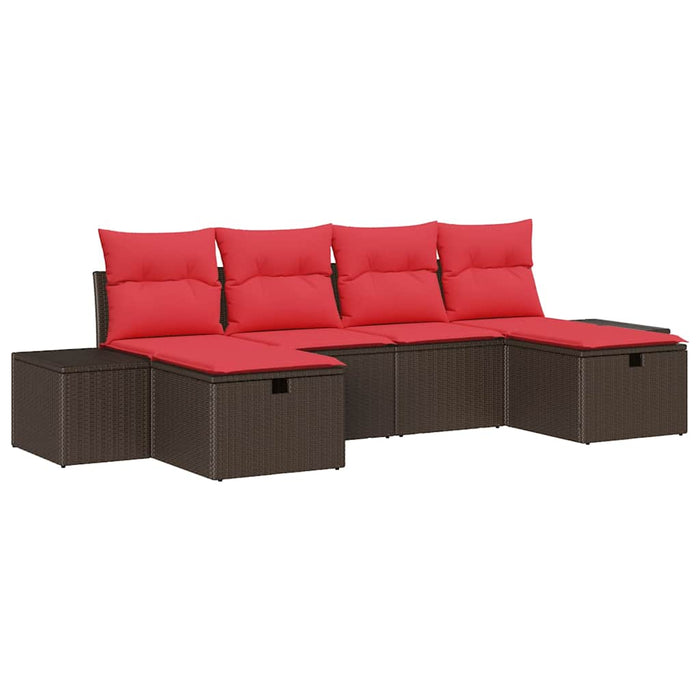 Set de canapele pentru grădină cu pernă 6 pcs Maro poliratan - WALTI WALTI