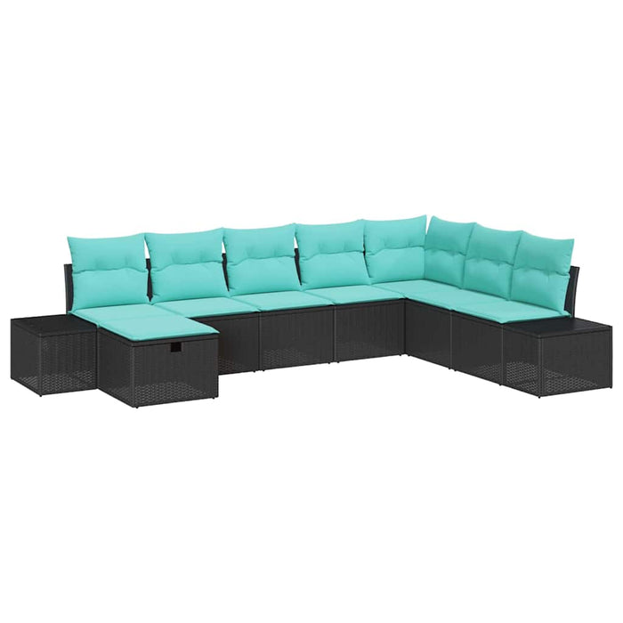 Set de canapele pentru grădină cu pernă 8 pcs Negru poliratan WALTI