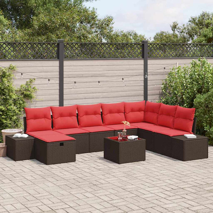 Set de canapele pentru grădină cu pernă 9 pcs Maro poliratan - WALTI WALTI