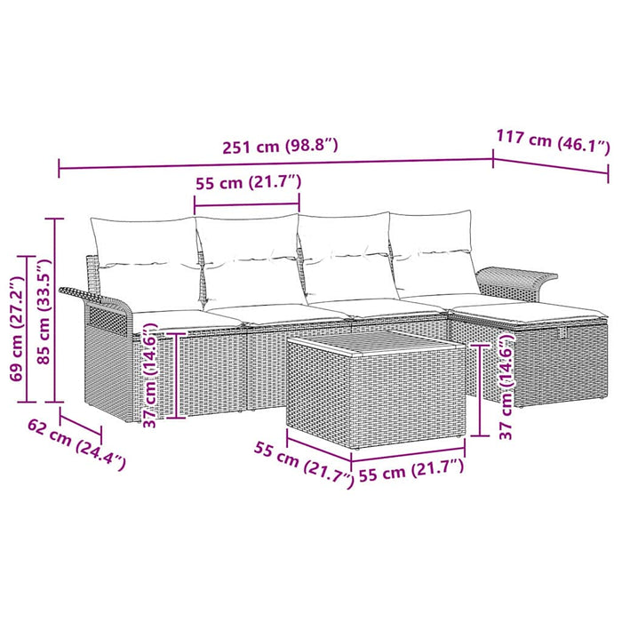 Set de canapele pentru grădină cu pernă 6 pcs Bej poliratan - WALTI WALTI