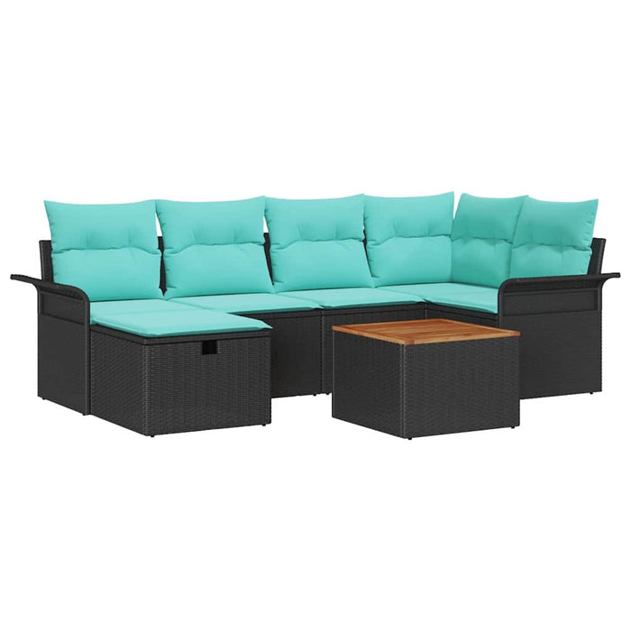 Set de canapele pentru grădină cu pernă 7 pcs Negru poliratan - WALTI WALTI