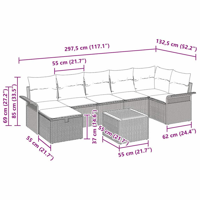 Set de canapele pentru grădină 8 pcs Bej poliratan - WALTI WALTI