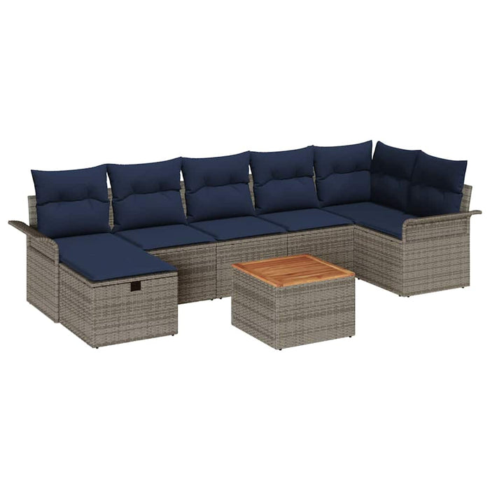 Set de canapele pentru grădină cu pernă 8 pcs Gri poliratan - WALTI WALTI