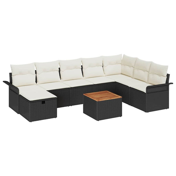 Set de canapele pentru grădină 9 buc. Negru poliratan WALTI